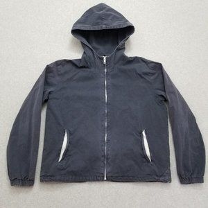 John Galt Jacket Womens Large Blue Gray Pockets‎ Full Zip Hooded